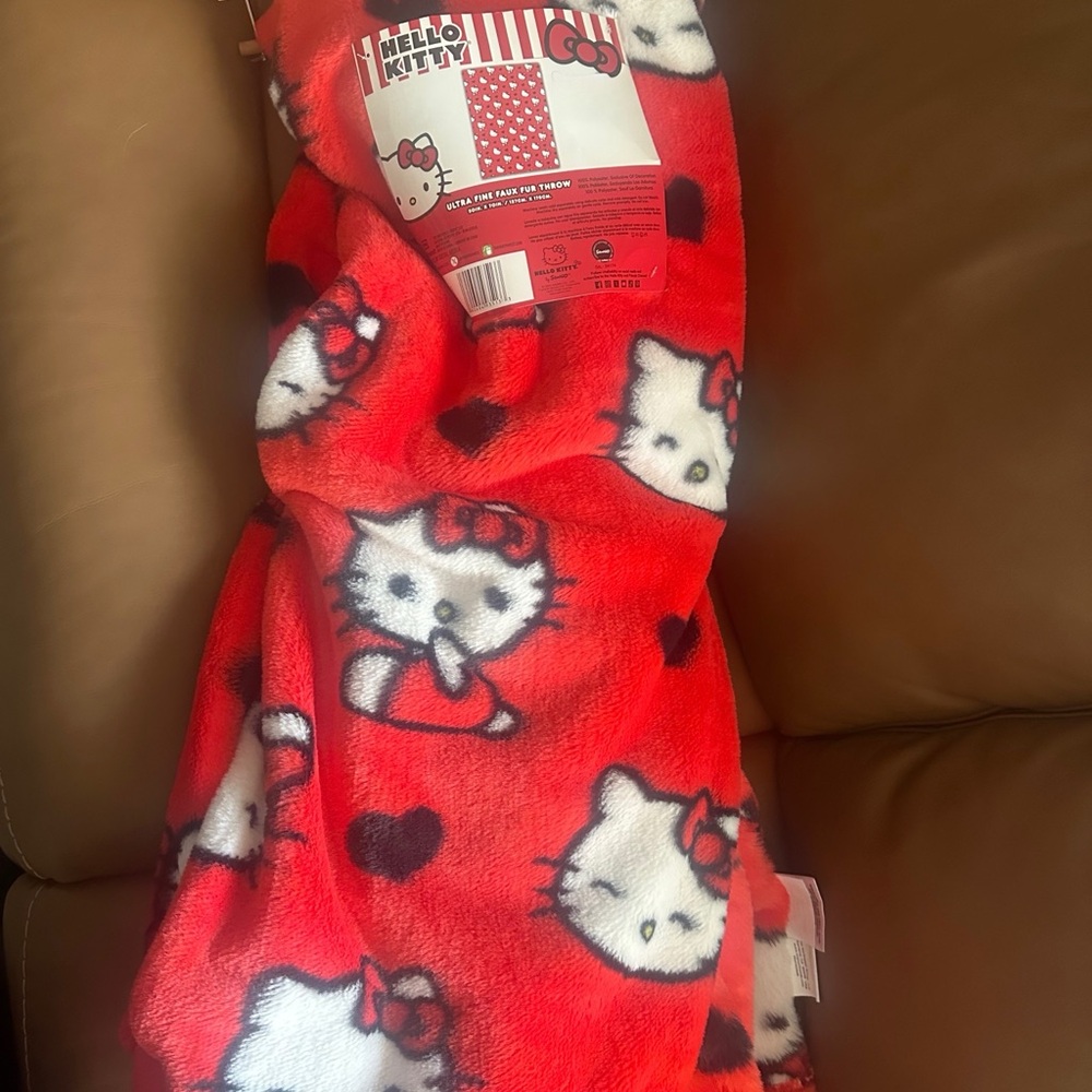 Hello Kitty Red Valentine Heart Fleece Blanket